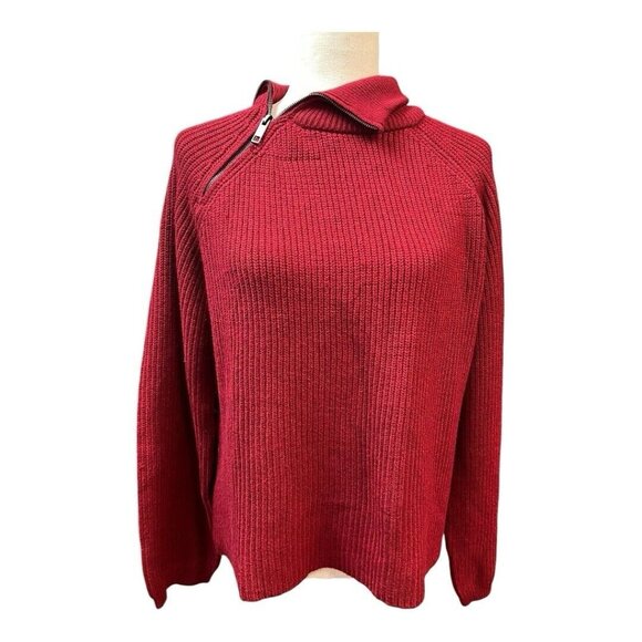 RD Style Oversized Sweater Womens Quarter Zip Mock Neck~Size XS~Red NWOT L10 19 - Picture 2 of 12